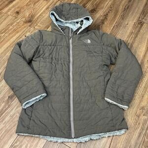 Girls North Face Mossbud Swirl Parka Jacket Coat Grey Size XL 18